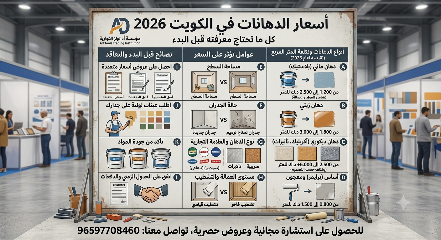 You are currently viewing أسعار دهانات الكويت 2026 كل ما تحتاج معرفته قبل البدء 96597708460