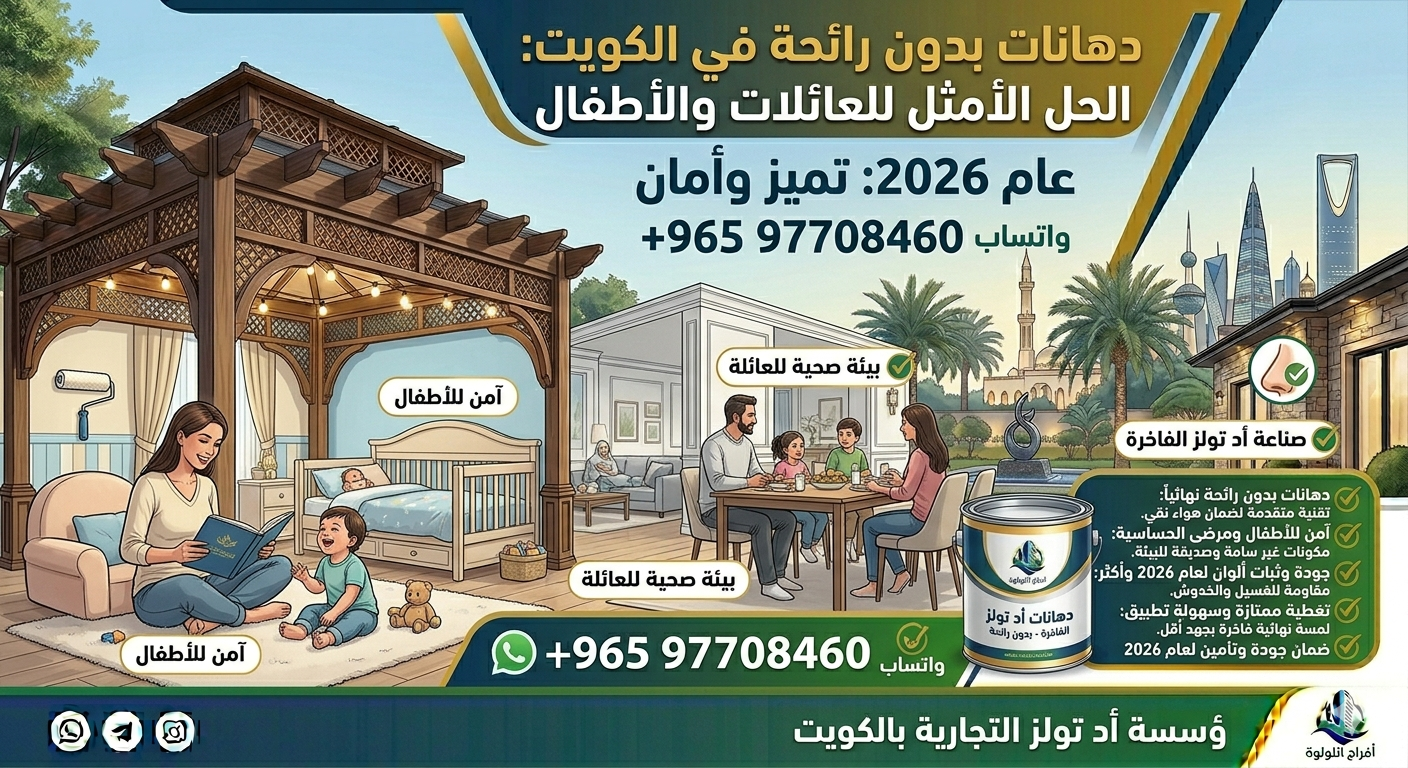 You are currently viewing دهانات بدون رائحة في الكويت — الحل الأمثل للعائلات والأطفال 2026 مؤسسة أد تولز التجارية بالكويت 96597708460 